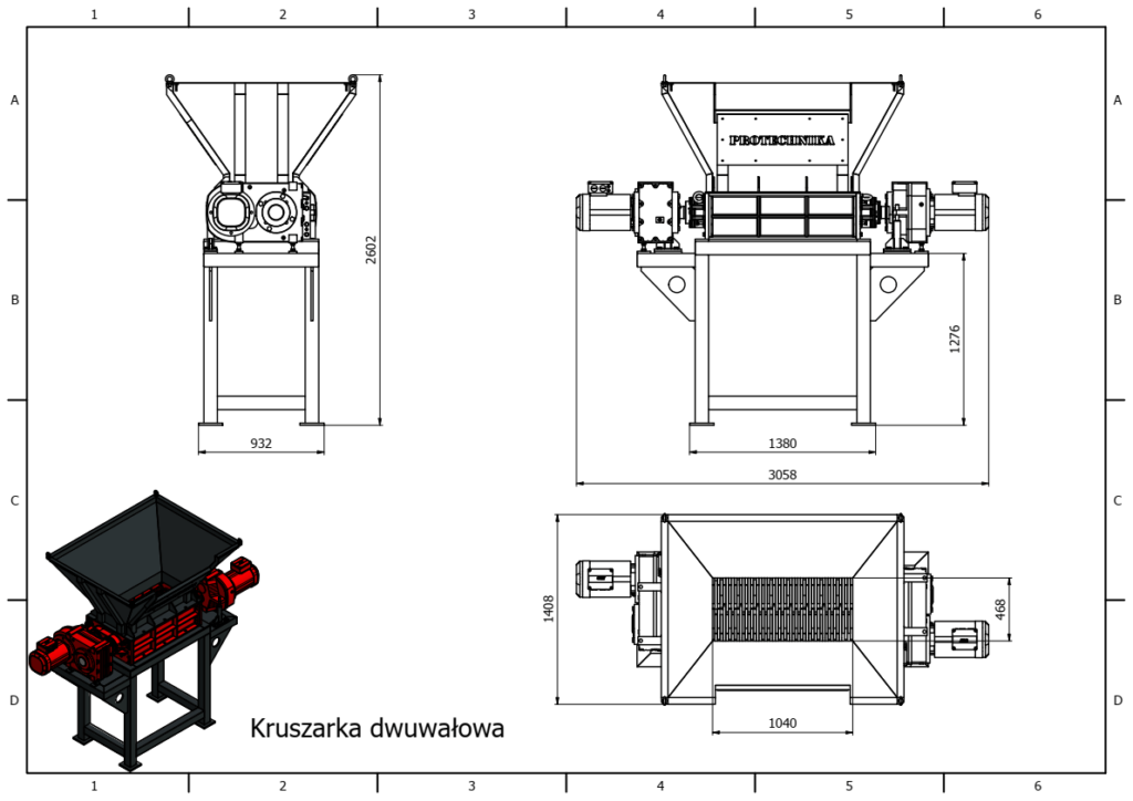 Double-shaft crusher Dimensions